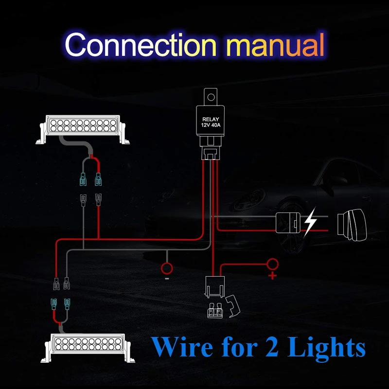 LYKAS жгут проводов для Светодиодный рабочий светильник провода 40A 12 В 24 В переключатель реле комплект внедорожников мотоцикл фара дальнего света ATV