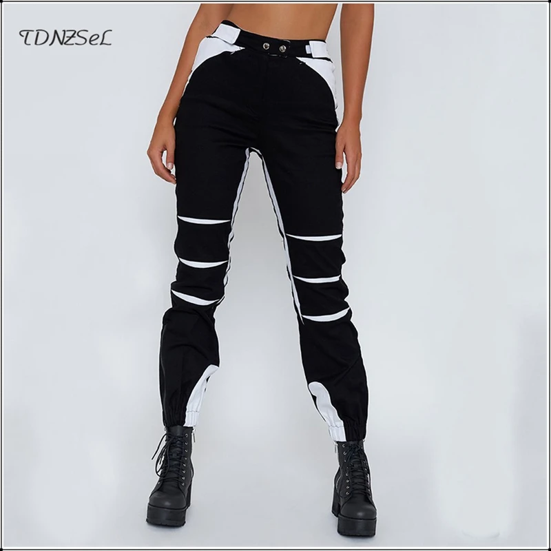

Casual Jogger High Waist Cargo Pants Women Summer Loose Harem Punk Streetwear Trousers Fashion Split Slacks Hip Hop Pant Capris