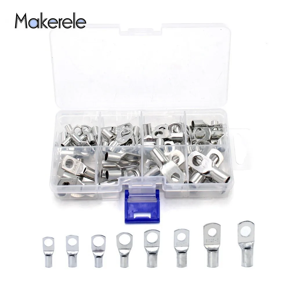 

60pcs Bolt Tinned Copper Cable Battery Wiring Terminal Connector Bare Cable Electric Crimp Wire Connector