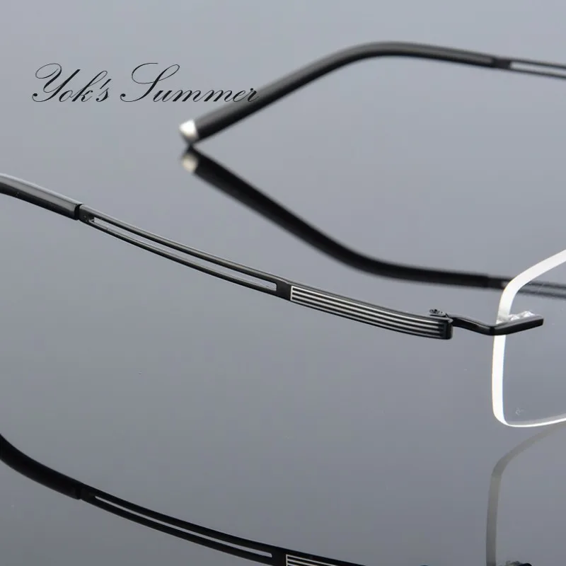 YOK'S Pure titanium, без оправы, оптическая оправа для очков по рецепту, мужские ультралегкие прямоугольные очки с алмазной огранкой, деловые очки Oculos 1211