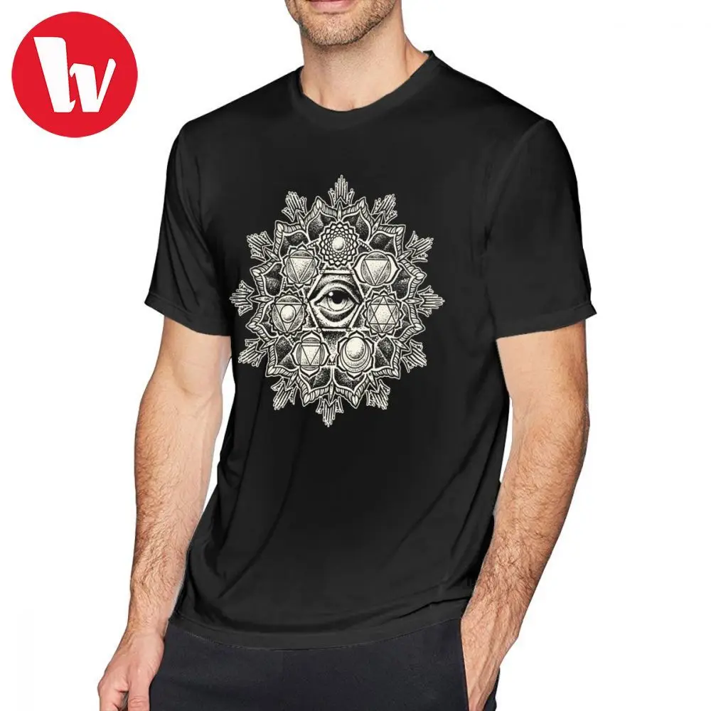 

Esoteric T Shirt Anahata Seven Chakra Flower Mandala T-Shirt Awesome Man Tee Shirt Graphic Cotton Beach 5x Short Sleeve Tshirt