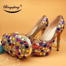 BaoYaFang High Heeled Peep Toe Multicolored Crystal wedding shoes Woman High heels Platform shoes and bags Fahion shoes and bag цена BaoYaFang High Heeled Peep Toe Multicolored Crystal wedding shoes Woman High heels Platform shoes and bags Fahion shoes and bag цены онлайн