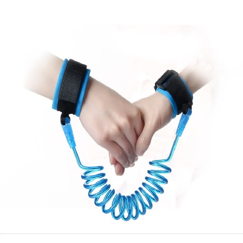 

Anti-lost PU&Stainless Steel Contraction Toddler Safety Harness Child Safty Wrist Link Antilost Child Belt Adjustable Blue