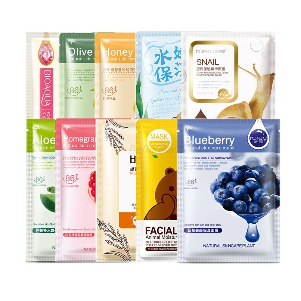 Hanchan 10pcs/lot Sheet Mask Skin Care Plant Facial Moisturizing Oil Control Blackhead Remover Wrapped Face | Красота и здоровье