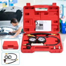 0-100PSI Cilindro Leak Tester di Compressione Rivelatore di Dispersione di Kit Set Motore A Benzina Strumento Calibro Doppio Manometro Sistema di Strumenti di Automobili