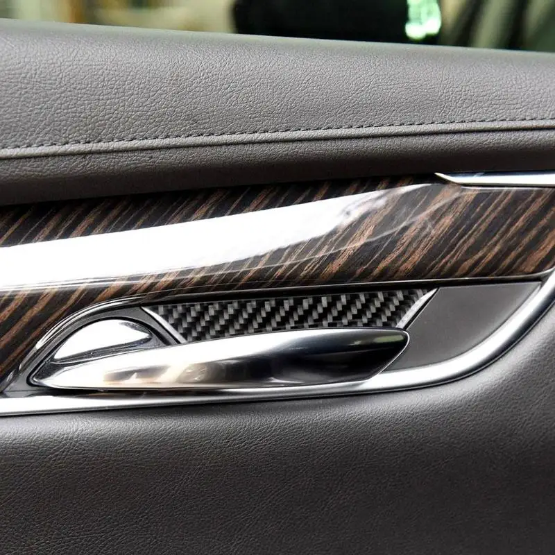 Углеродного волокна интерьер дверные ручки чаши Стикеры для обклейки автомобиля для Cadillac XT5