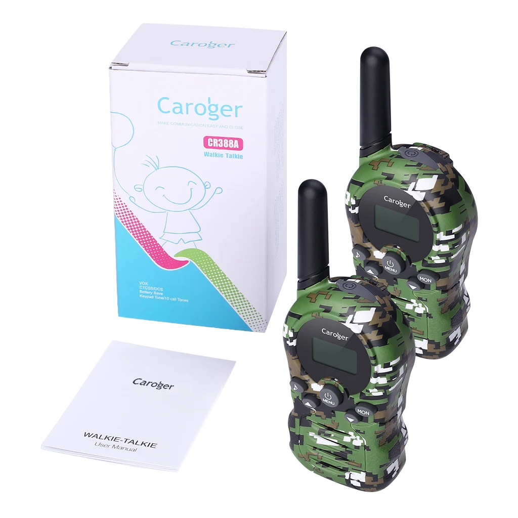 2 шт. Caroger CR388A Бесплатная Лицензия 22 канала Walkie Talkies FRS/GMRS 462/467MHZ двухстороннее радио