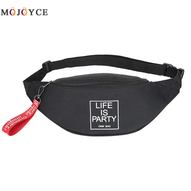 Women Sports Waist Bag Casual Unisex Canvas Shoulder Crossbody Packs Fanny Chest Belt Bag