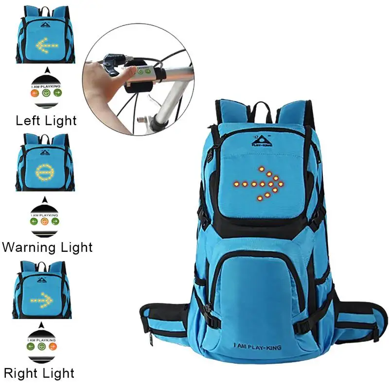 

Outdoor New Cycling Backpack Bag For Men Women LED Signals Lights Warning Foldable Waterproof Reflective Backpack Sports Bag