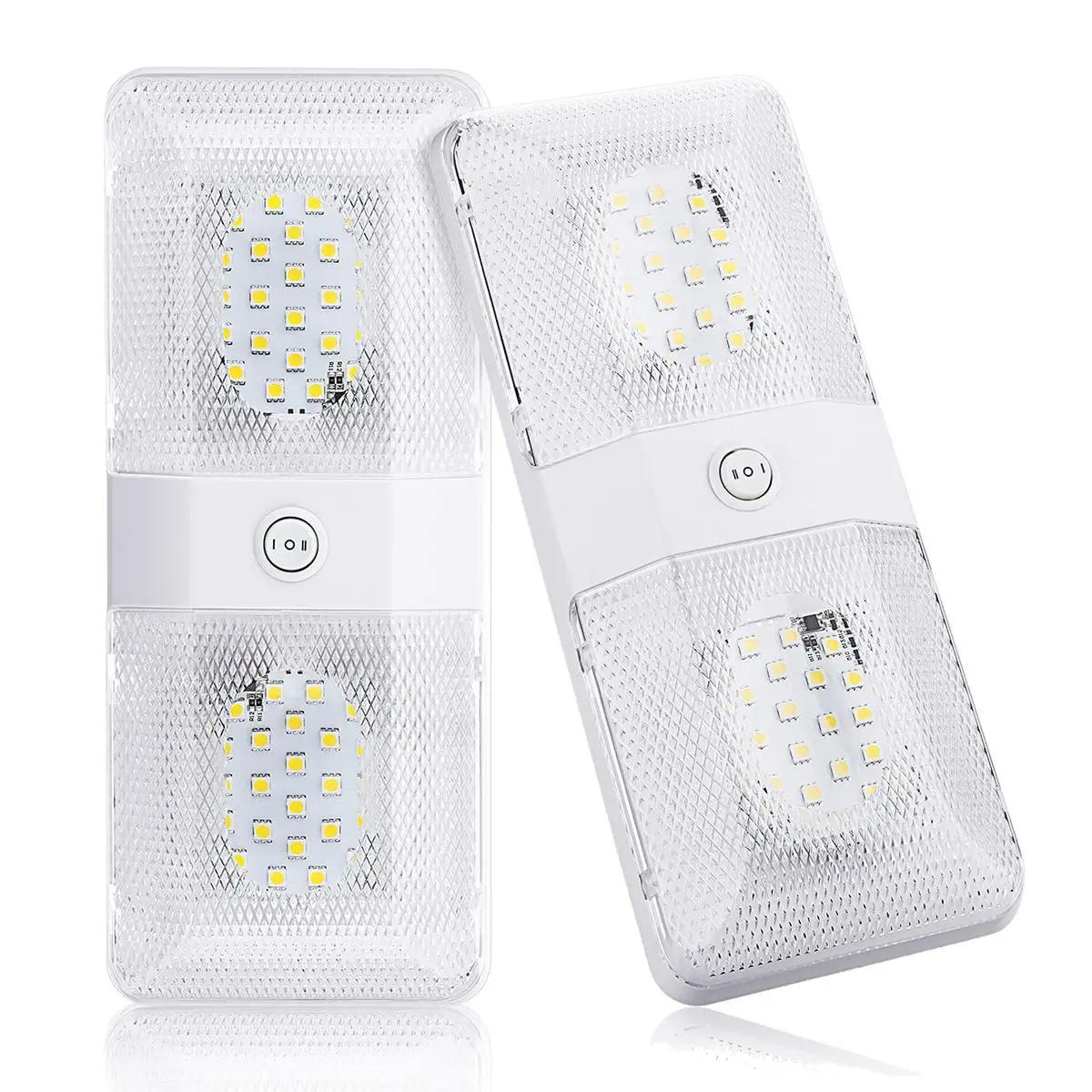 

2 Pcs Audew DC 12V LED Interior Light RV Ceiling Lights Double Dome Light White Lighting for Camper RV Trailer Boat with Switch