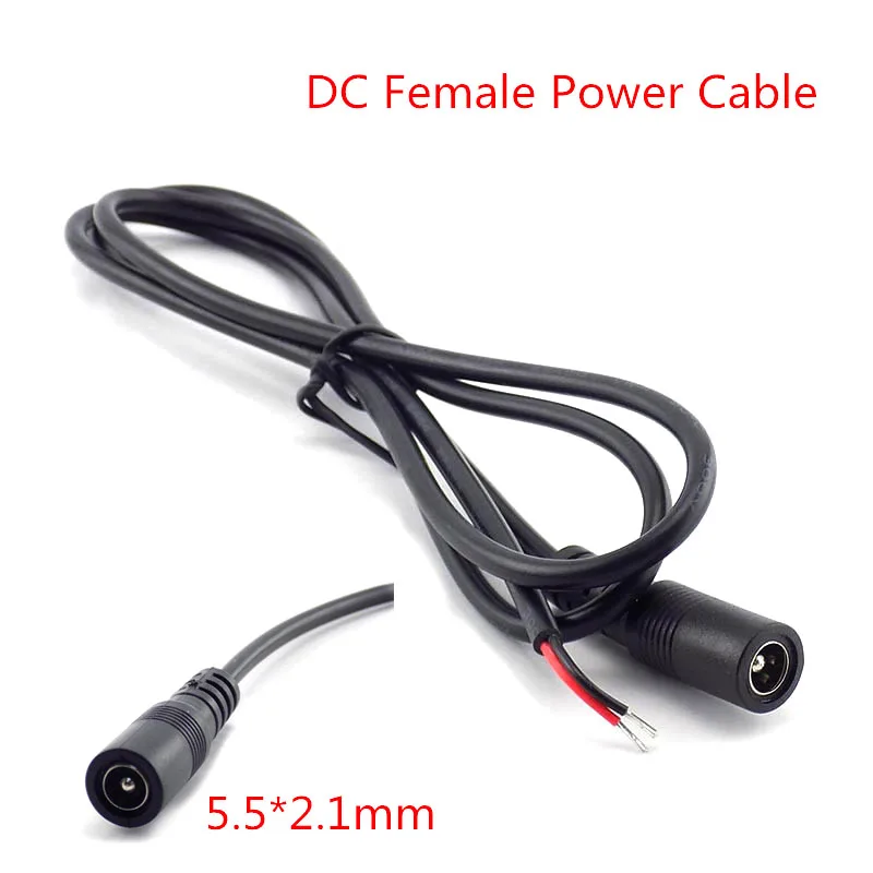 

5.5*2.1mm 12V DC Female Cable Power supply Extension wire Connector Adapter for CCTV video camera LED strip light long 22AWG