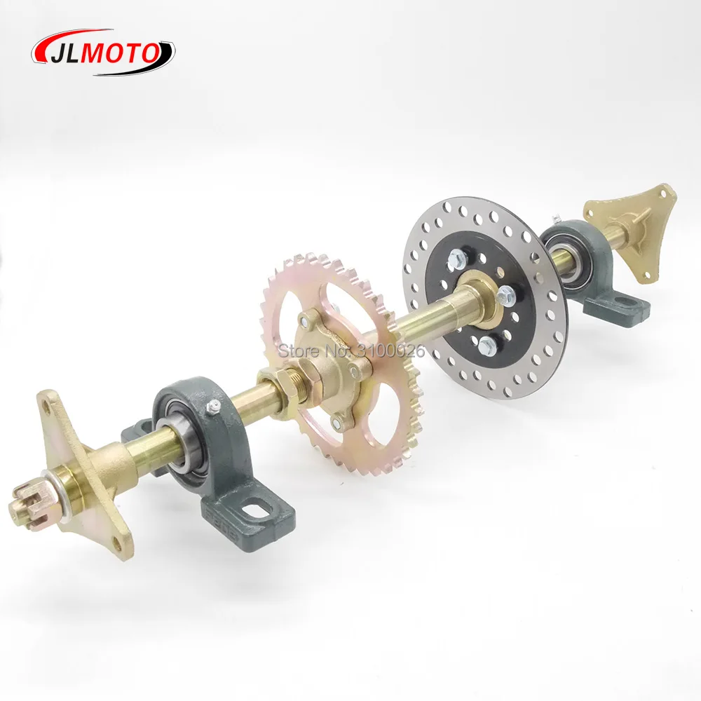 

610mm Rear Axle Assy With 428# 37T Sprocket 160mm Brake Disc UCP204 Bearing M8*3 Wheel hub Fit For DIY Electric ATV Buggy Parts