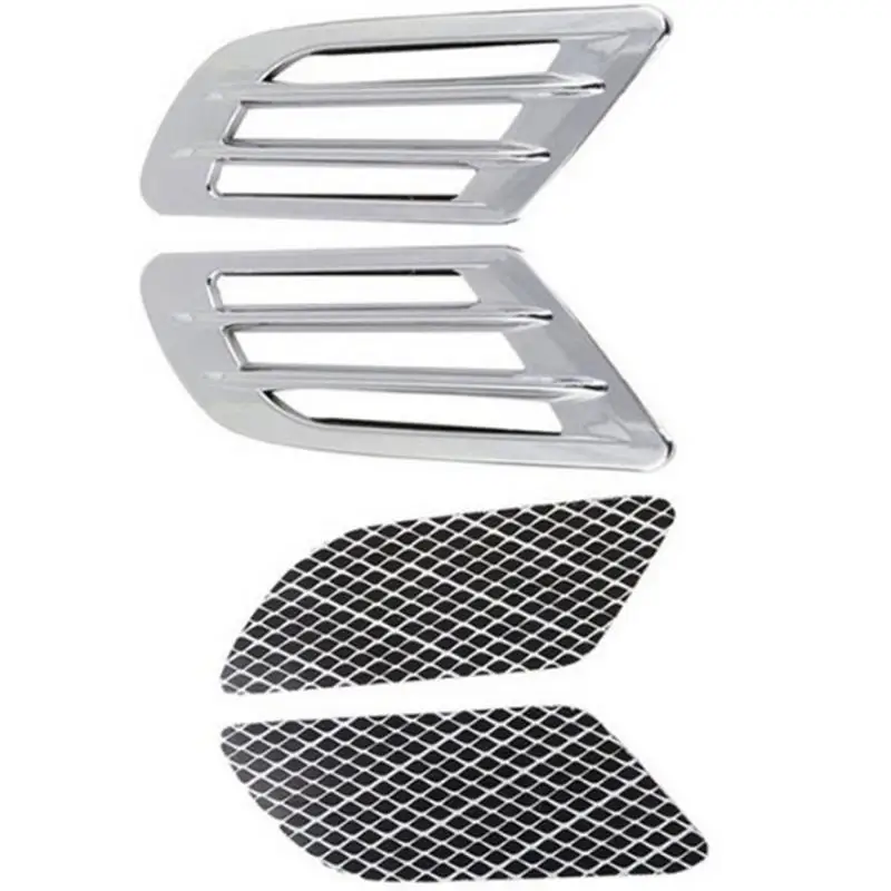 

Car Decorative Side Air Flow Vent Stickers Plastic Wind Net Stylish Protection Decoration Black Silver Decal Auto Accessories
