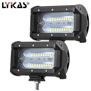 

LYKAS 5 inch 72W LED Work Light Bar Flood Beam 12V 24V Off Road Truck ATV SUV 4X4 Motorcycle Driving LED Light