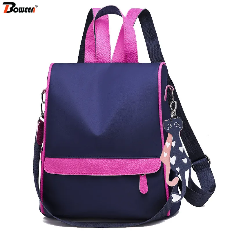 

Casual women backpack for girls teenager 2019 black solid Oxford korean back pack female youth daily bagpack mochila Cartoon cat