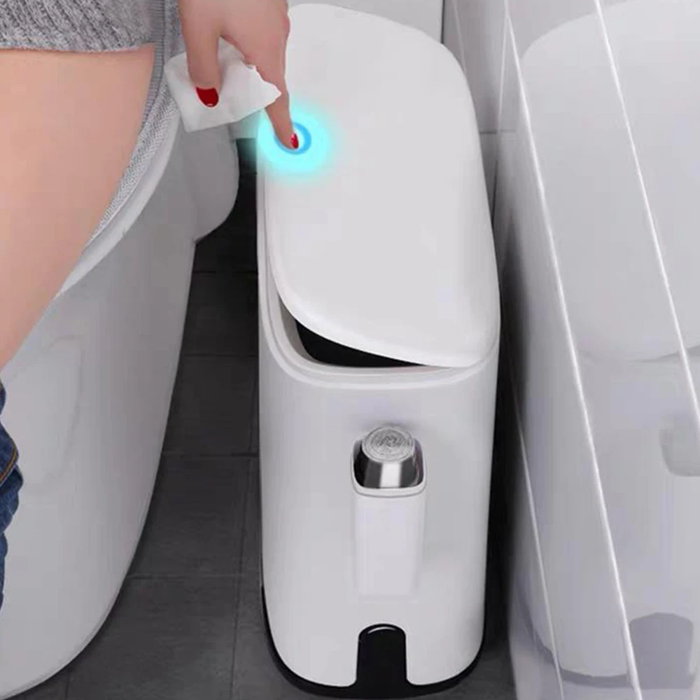 

Multifunction 11L Plastic Narrow Type Trash Can Toilet Waste Bin Dustbin Trash bin Basket Garbage Bucket Brush Bathroom Cleaning