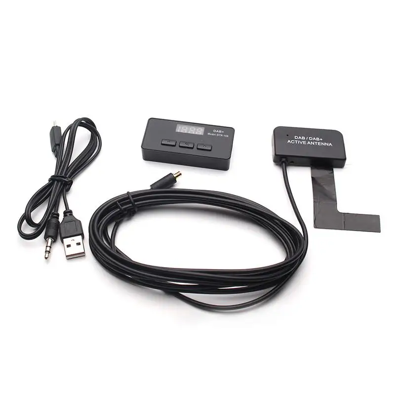 

DC5V Home & Car Universal 3.5 AUX IN No Installation Required DAB Antenna + Receiver DTR168 Car Radio Player