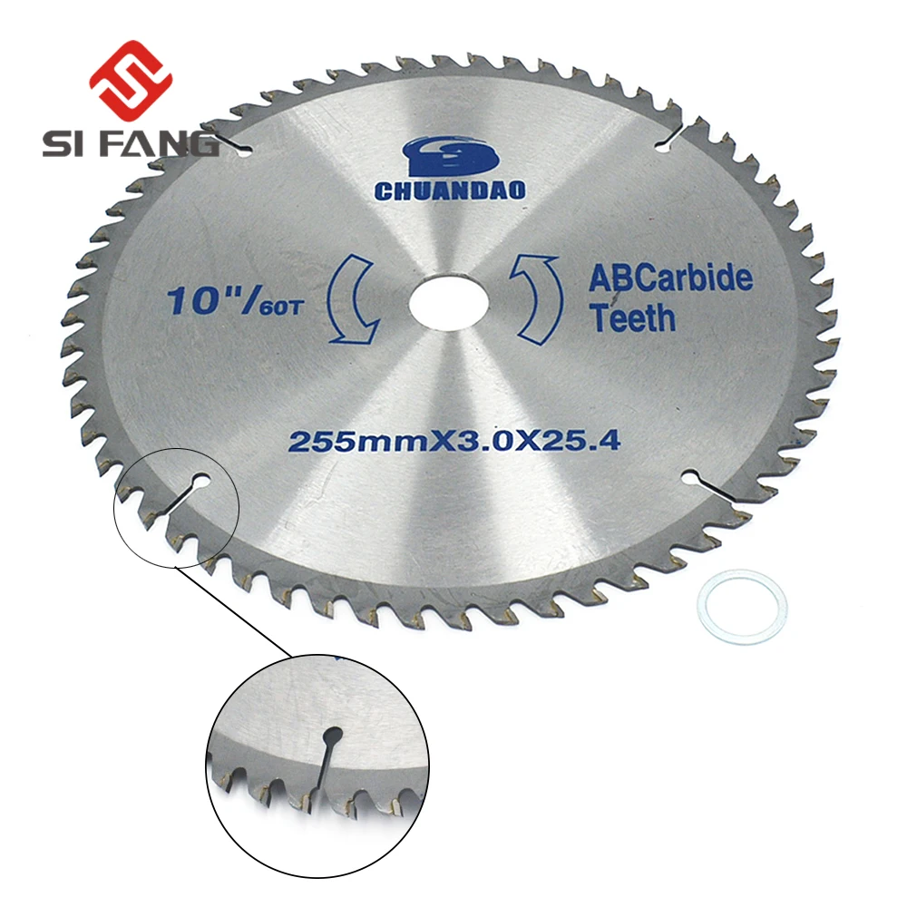 

10" 60/80/100/120 Tooth Carbide Circular Saw Blade Cutter Disc Cutting Tool with1" Arbor For Various Kinds Metals and Woodwork