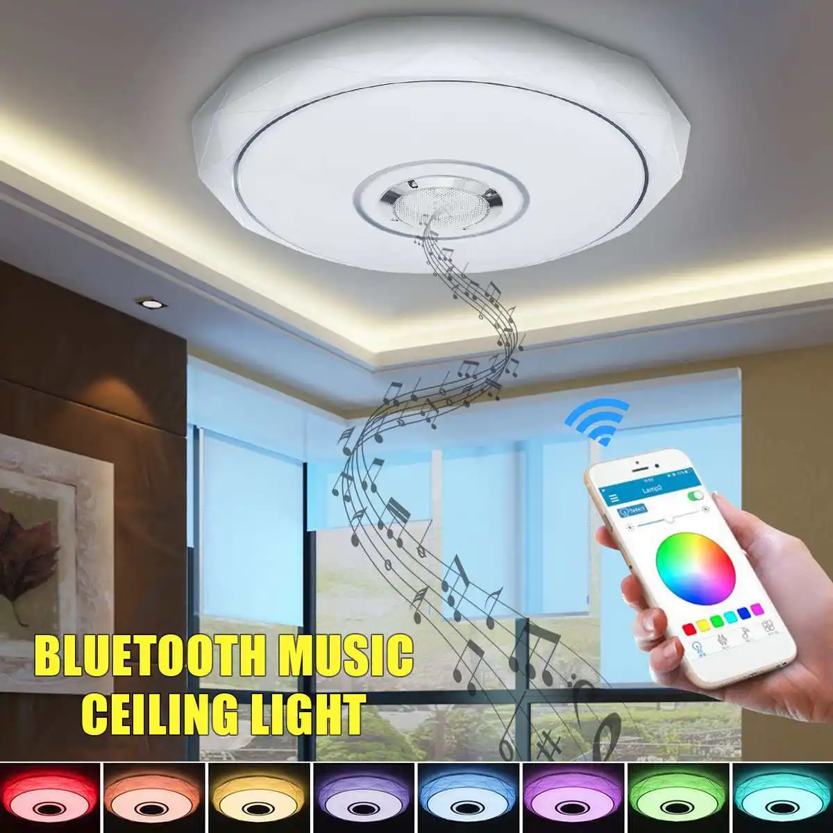 

LED Ceiling Light RGB Dimmable With APP Control bluetooth Speaker Music Ceiling Lights Lamp for Living Room Bedroom Dining Room