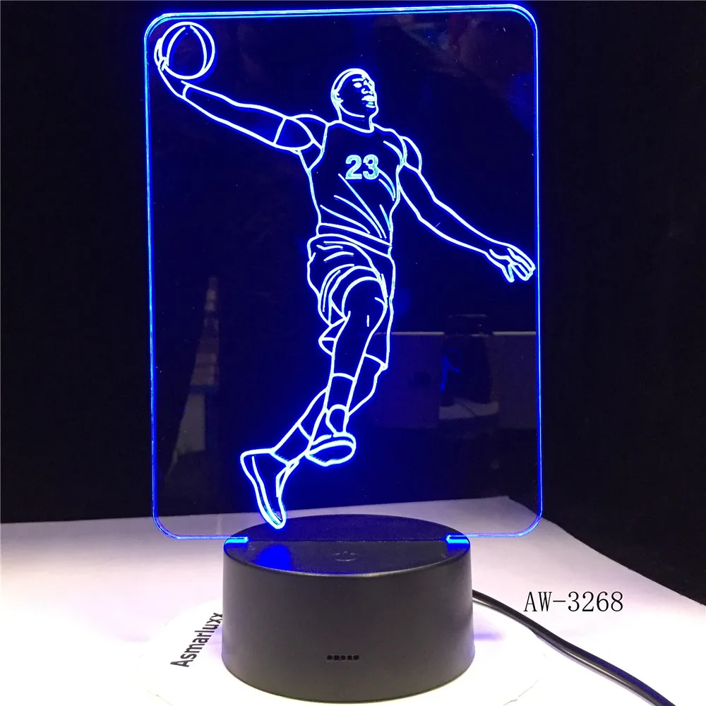 LeBron 23 баскетбольная форма светодиодный ночник 3D спортивная настольная лампа освещение Детская комната Декор Luminaria подарок Прямая поставка AW-3268