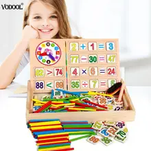 Дети Математика обучения коробка набор для детей деревянный номер счета математическая игрушка Детские стикер "Математика" вычисления игры для обучения, сборный блок