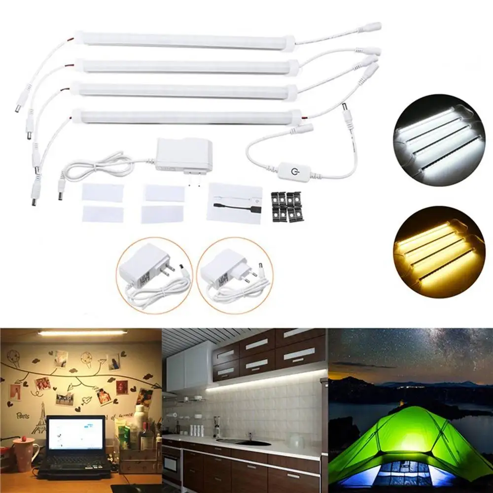 

Smuxi 4PCS 30CM 30W SMD5630 Milky White Cover Double Row LED Rigid Strip Light Cabinet Lamp AC110-240V