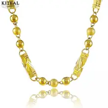 KITEAL 925 Новинка! 24k золотого цвета девичье эффектное ожерелье круглые бусины женское ожерелье Рождественский подарок