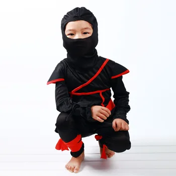 

Anime Cosplay Boys Kids Ninja Assassin Japanese Samurai Warrior Fancy Dress Mystery Black Samurai Cosplay Costume For Children