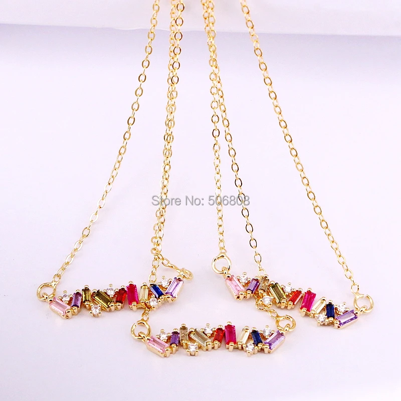 6PCS Colorful CZ Thin Bar Pendnat Women Jewelry Necklace | Украшения и аксессуары
