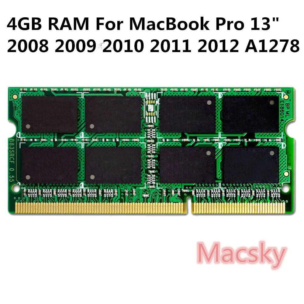 

Original A1278 Laptop Memory 1333MHz 2Rx8 PC3-10600S for MacBook Pro 13" A1278 DDR3 4G RAM 2008 2009 2010 2011 2012 A1418 A1419
