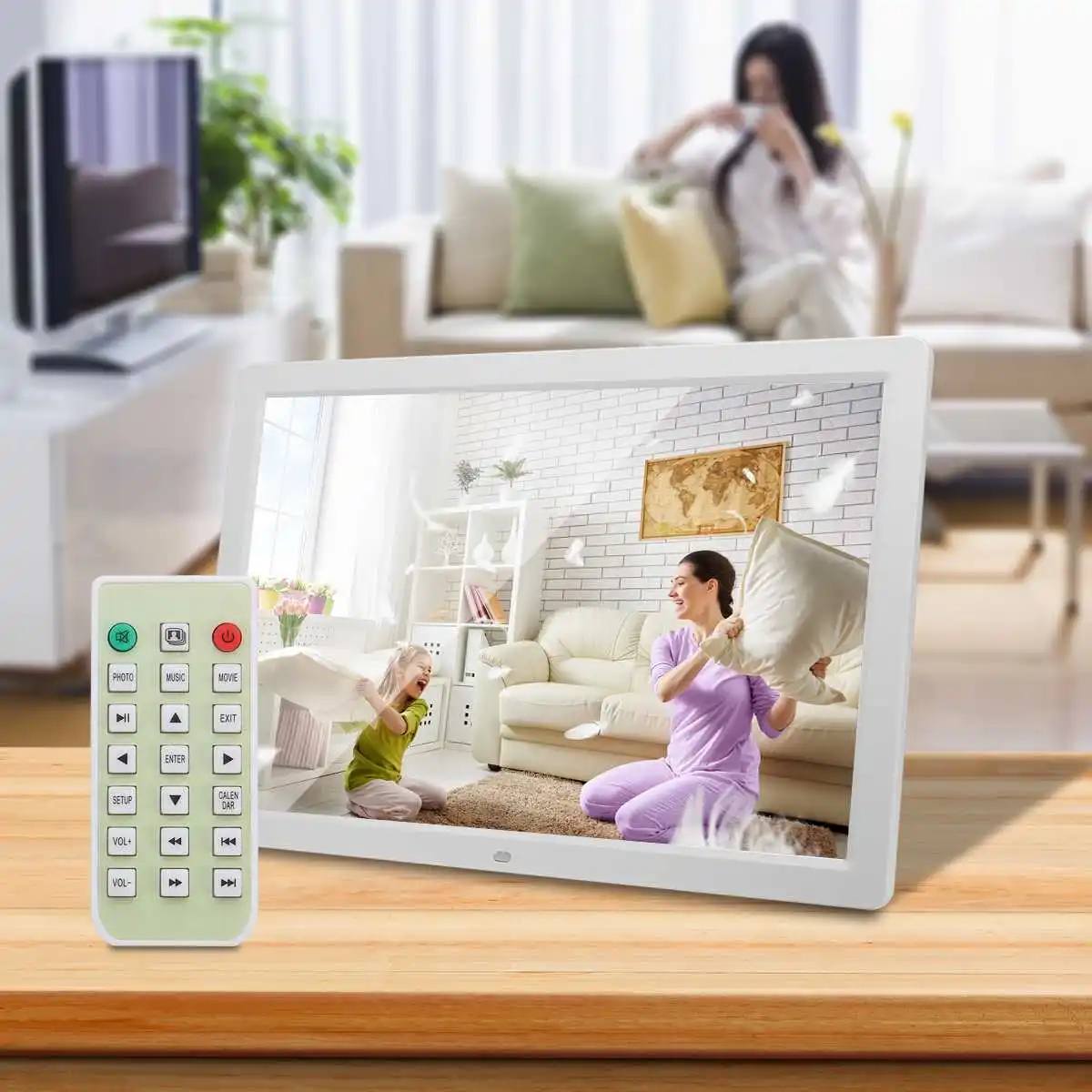 

17 Inch Full Function Digital Photo Picture Frame TFT-LED Display Screen Clock/Music/Video/Movie Player With Remote Control