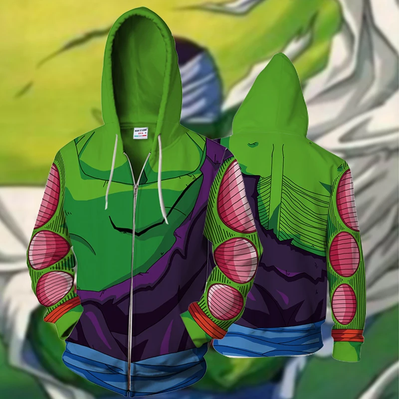 

2019 autumn and winter new personalized 3D printing hoodie Dragon Ball Z Piccolo Cosplay role playing zipper hoodie hooded hip h