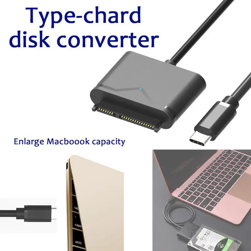 

Plug Play Sata To USB Type-C Cable USB-C To SATA 22Pin Hard Drive Disk Cable Adapter Converter Multisystem Compatibility