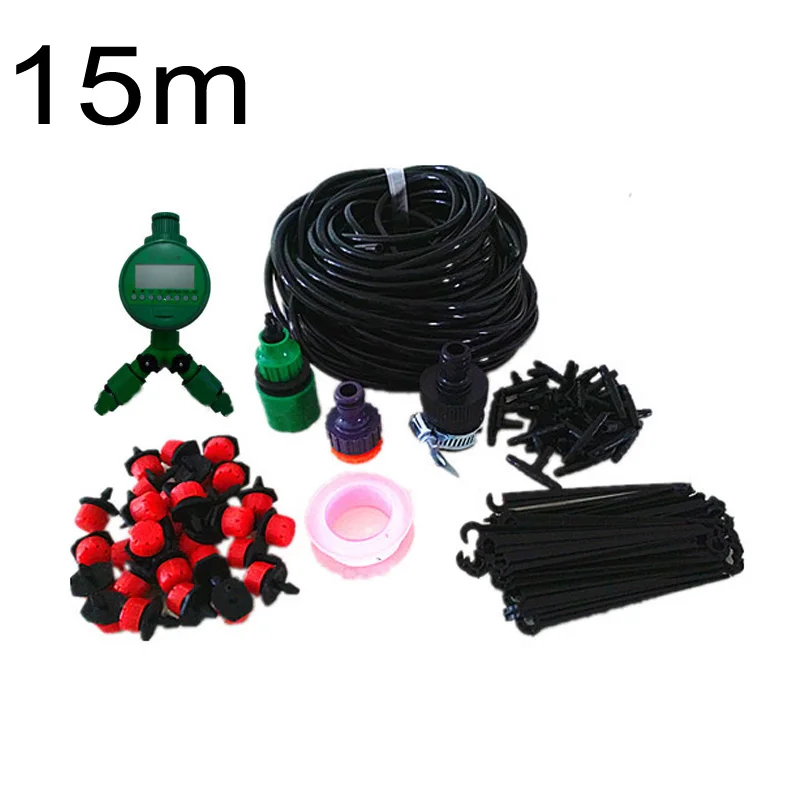 

Home Gardening 15m 20 Water Dropper Timing Drip Irrigation Kit DIY High Quality