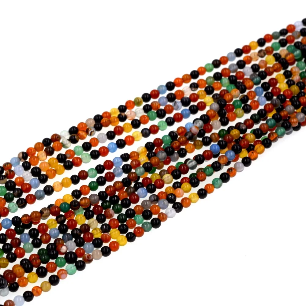 Fashion Diy Multi-color Mix 4mm Agat Round Rainbow Color Agat E Onyxs Beads Full Strand Jewelry Supply 10 Full Strand