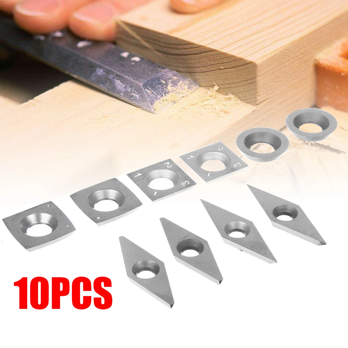 10pcs 5 Sizes Carbide Inserts Woodworking Diamond Square Round Blades