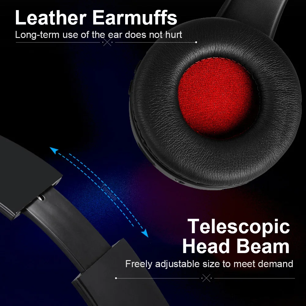 TOMKAS Bluetooth Earphone Headphone Wireless Stereo Earphones Foldable Headsets Adjustable Earbuds With Mic TF Card For Computer