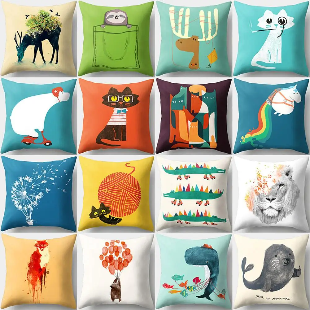 Cartoon Animal Lion Cat Shark Throw Pillow Case Cushion Cover Home Sofa Decor Pillow Covers New Cartoon Animal Lion Cat Shark Throw Pillow Case Cushion Cover Home Sofa Decor Pillow Covers New