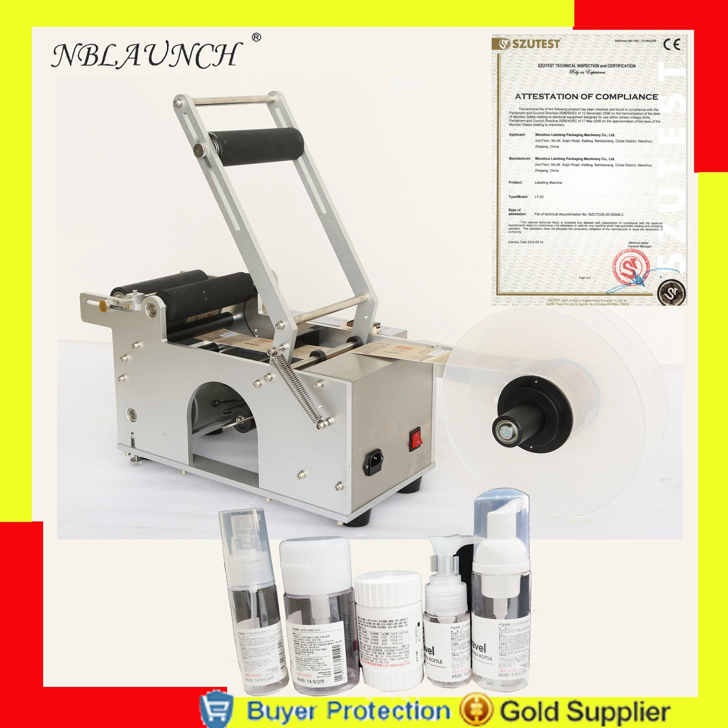

Round Bottle Labelling Machine Semi Auto Labeler Plastic Can Wine Eliquid Medicine Glass Bottles Paper Label Sticker Labeling