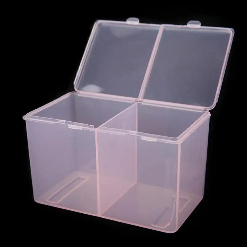 Cotton Pads Container Nail Polish Glitter Powder Organizer Storage Box Manicure Tool Art Case 2 Grids | Красота и здоровье