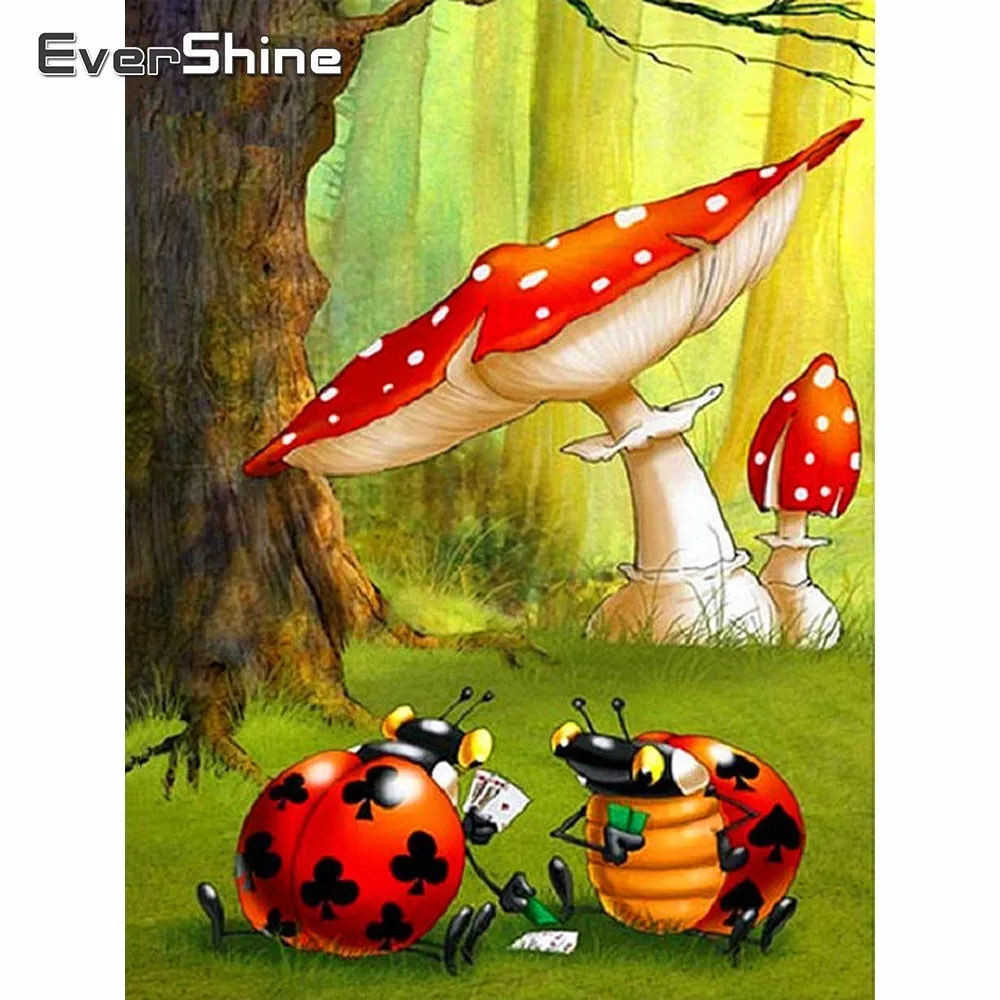EverShine 5D Diamond Painting Full Drill Square Insect Cross Stitch Embroidery Ladybug Rhinestones Pictures Home Decor | Дом и сад