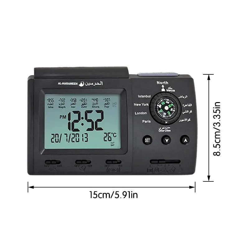 Desktop Alarm Clock Muslim Prayer Clock Desktop Compass Alarm Clock Electronic Calendar With Alarm Snooze Temperature Function