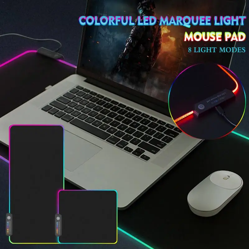

Mouse Pad Colorful LED Version Software Rolling Natural Rubber Glister Lock Edge Thickened Game Tech & Gadgets