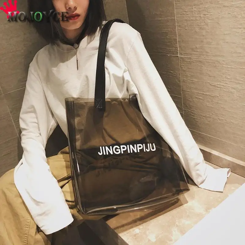 

New Handbags Women's Bag Designer PVC Transparent Shoulder Bags Female Fashion High Capacity Shopping Beach Bags Ladies Totes