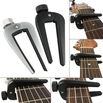 High Quality Alloy Metal Guitar Capo Knob Silicone Protection Pad Black Silver for Acoustic Electric Guitar Ukulele Tone Adjust fzone fc 70 high end aluminum alloy guitar capo silver black