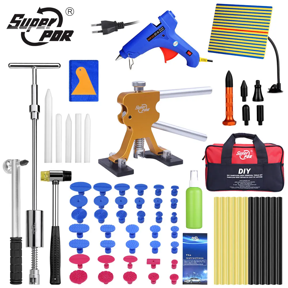 

Super PDR Tool Kit For Car Dent Pullers Suction Cup Hot Melt Glue Gun Line Board Dent Removal Kit Paintless Dent Repair Tool Set