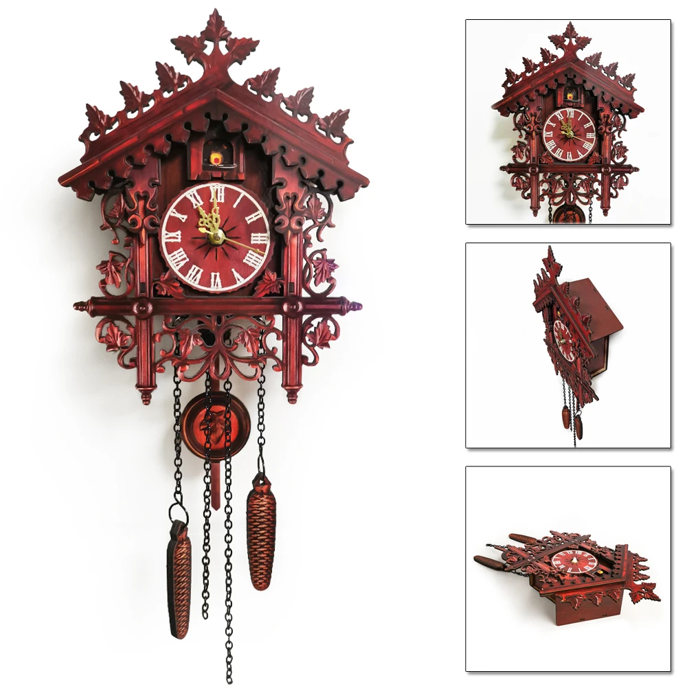 

1*Swing Wall Clock Retro Vintage Handcraft Wooden Tree House Cuckoo Swing Wall Clock Home Decor Wall Decoration 44*18.5*5.5cm