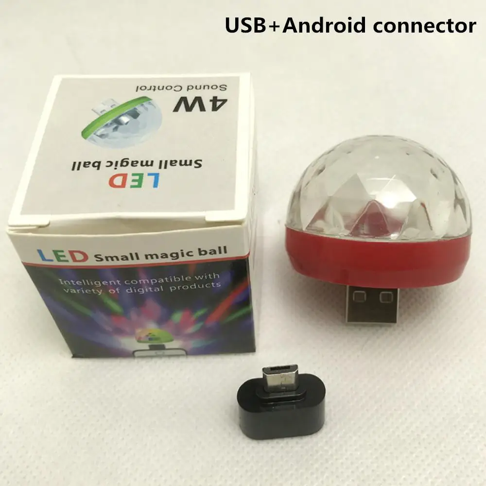 Мини USB LED диско светильник s Портативный со звуковым управлением Хрустальный