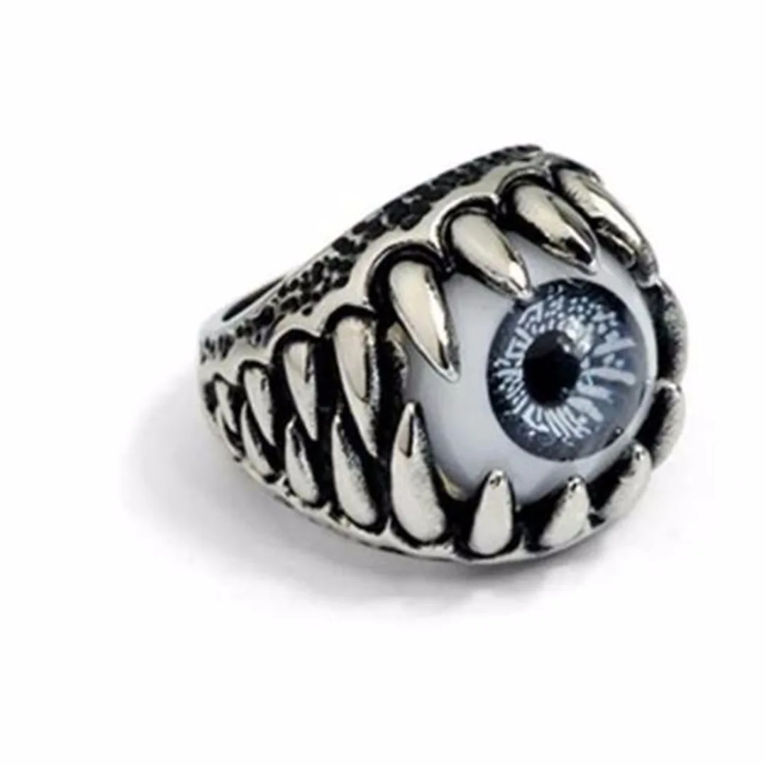 

Vintage Evil Eye Ring Punk Gothic Red Blue Eyeball Stainless Steel Finger Ring Gothic Halloween Jewelry Party Gift Size 7-11