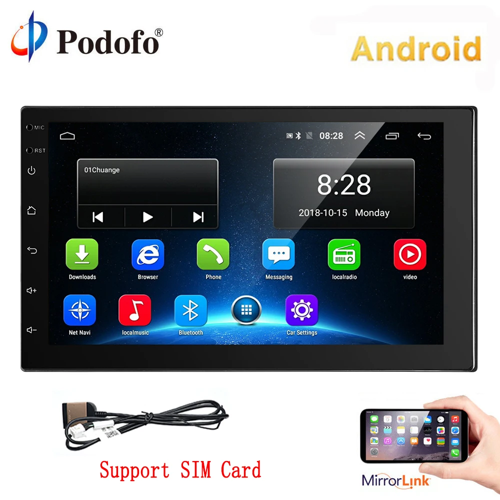 

Podofo 9" Android 8.1 Car GPS Navigation Multimedia Player GPS Auto radio 2 Din Car radio USB mirror link Wifi radios for VW